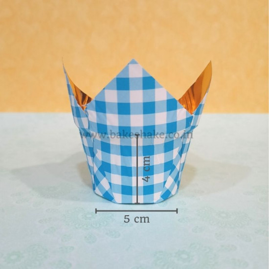 Blue Checks Tulip Cupcake Liners 108